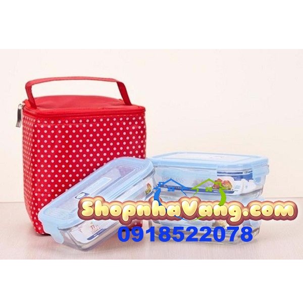 Bộ 3 Hộp Thủy Tinh THEGLASS Kèm Túi Giữ Nhiệt NV105
