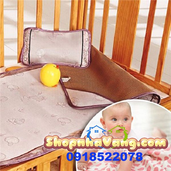 Chiếu Lụa Cao Cấp Kèm Gối Nằm Cho Bé NV101