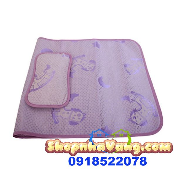 Chiếu Lụa Cao Cấp Kèm Gối Nằm Cho Bé NV101