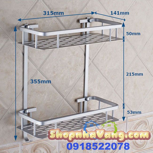 Giá Kệ Treo Gắn Tường Nhà Tắm 2 Tầng NV76