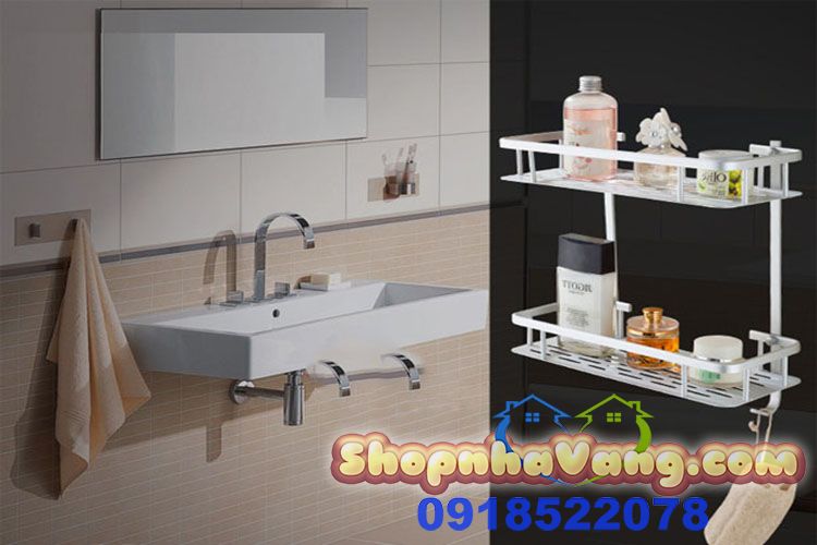 Giá Kệ Treo Gắn Tường Nhà Tắm 2 Tầng NV76