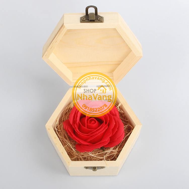 Hoa Hồng Sáp 3 Lớp Kèm Hộp Gỗ NV354
