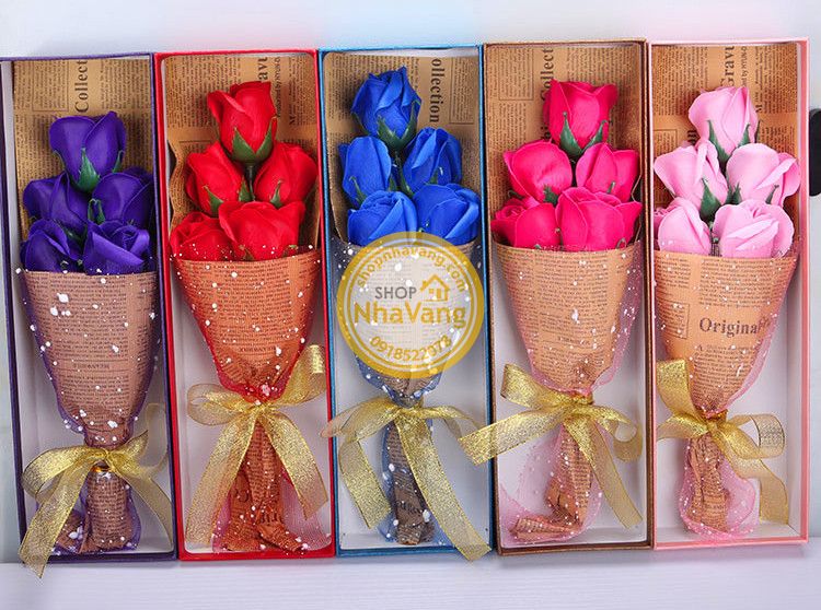 Hoa Hồng Sáp 5 Bông Kèm Hộp NV353