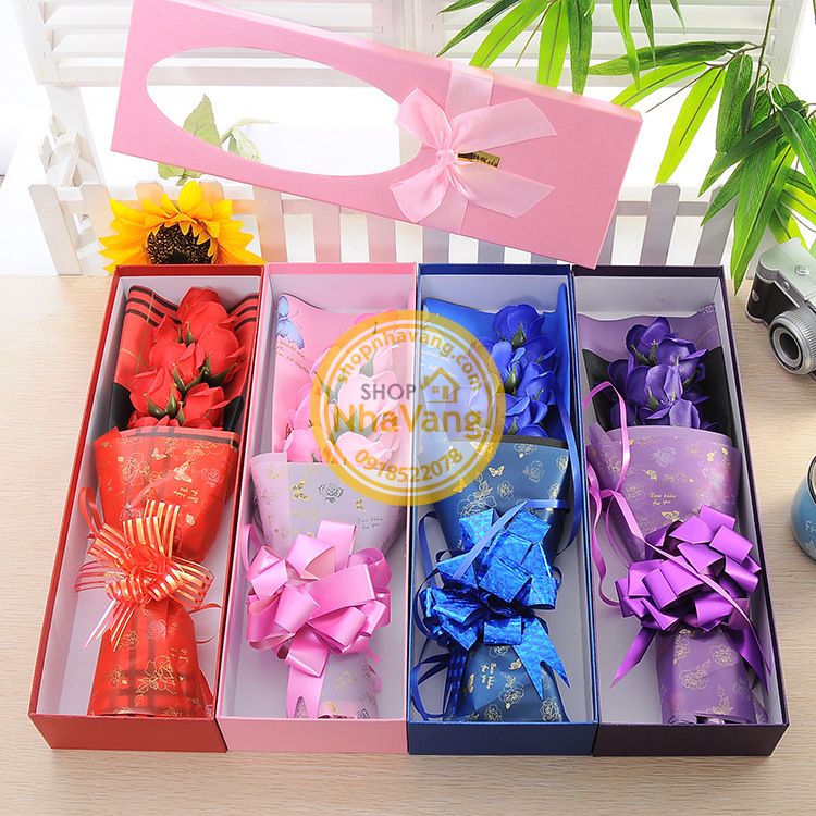 Hoa Hồng Sáp 9 Bông Loại Lớn NV361