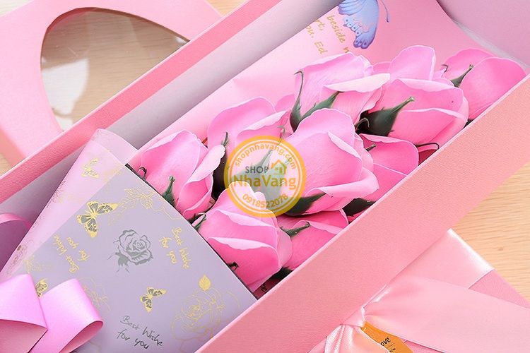 Hoa Hồng Sáp 9 Bông Loại Lớn NV361