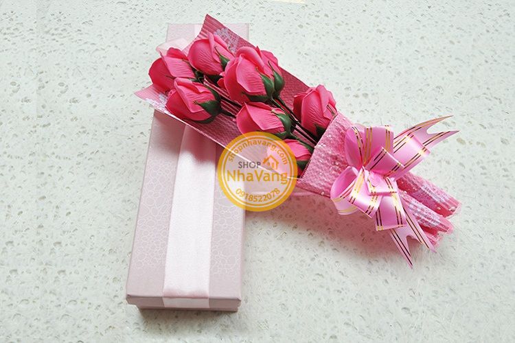 Hoa Hồng Sáp 9 Bông Loại Nhỏ NV363