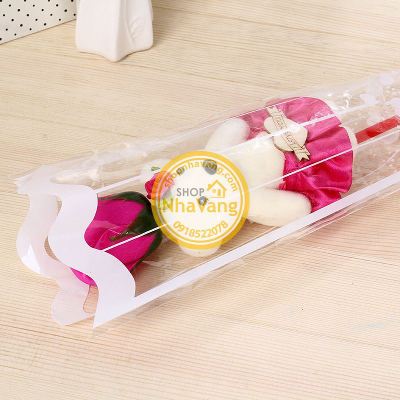 Hoa Hồng Sáp Cây Kèm Gấu NV362