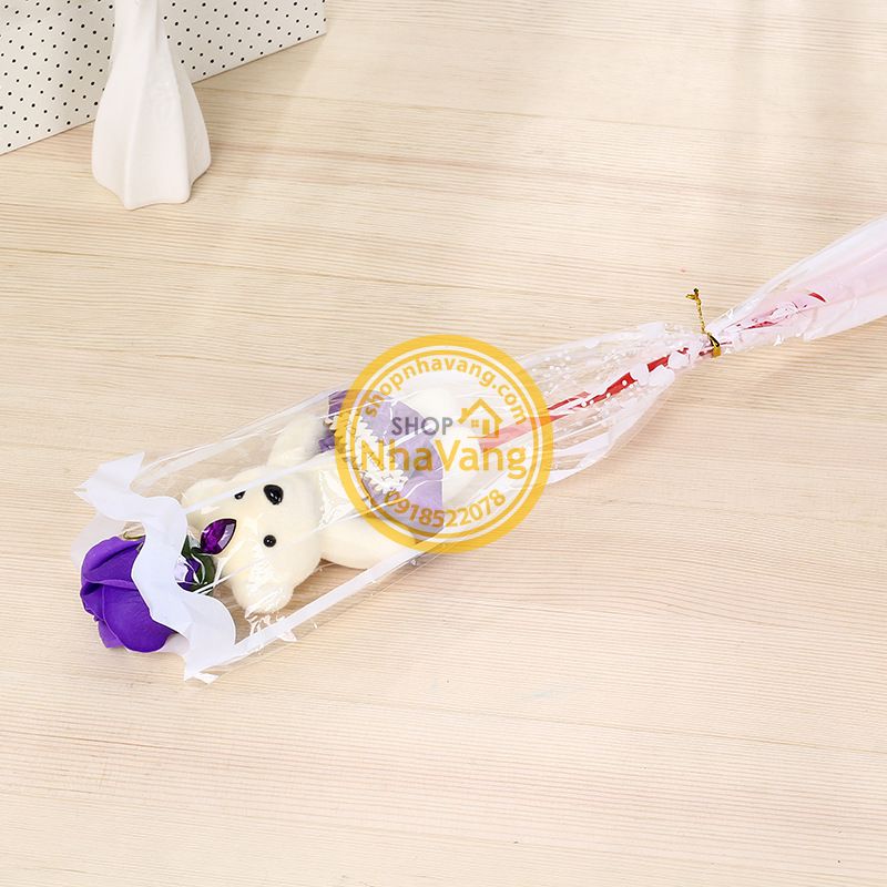 Hoa Hồng Sáp Cây Kèm Gấu NV362