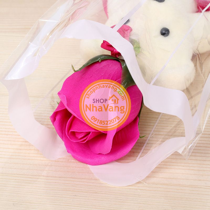 Hoa Hồng Sáp Cây Kèm Gấu NV362