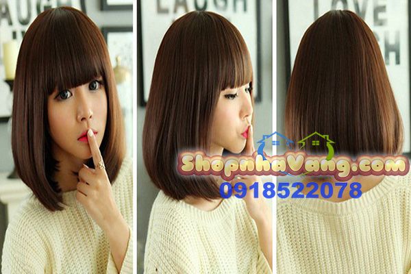 Bộ Tóc Giả Ngắn Hàn Quốc Màu Nâu Hạt Dẻ NV25