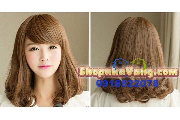 Bộ Tóc Giả Uốn Ngang Vai Mái Xéo NV31
