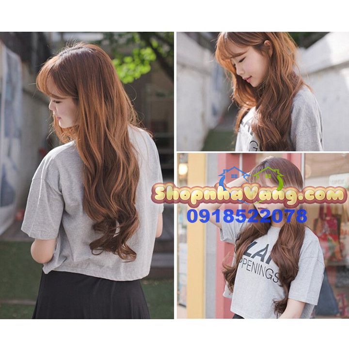 Bộ Tóc Giả Xoăn Dài Mái Thưa Hàn Quốc NV26