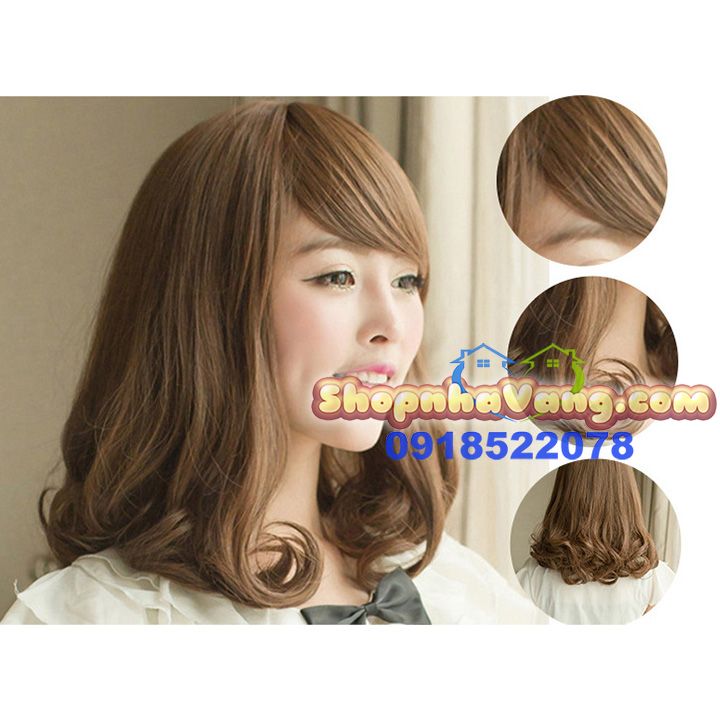 Bộ Tóc Giả Uốn Ngang Vai Mái Xéo NV31