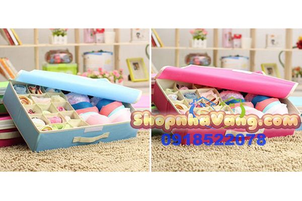 Hộp vải đựng đồ lót 16 ngăn có nắp đậy NV17