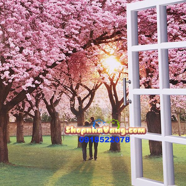 Decal Dán Tường 3D Hình Cửa Sổ Mùa Thu NV18