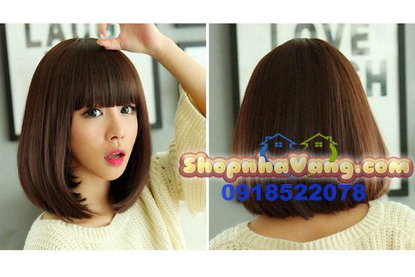 Bộ Tóc Giả Ngắn Hàn Quốc Màu Nâu Hạt Dẻ NV25