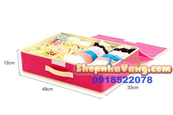 Hộp vải đựng đồ lót 16 ngăn có nắp đậy NV17