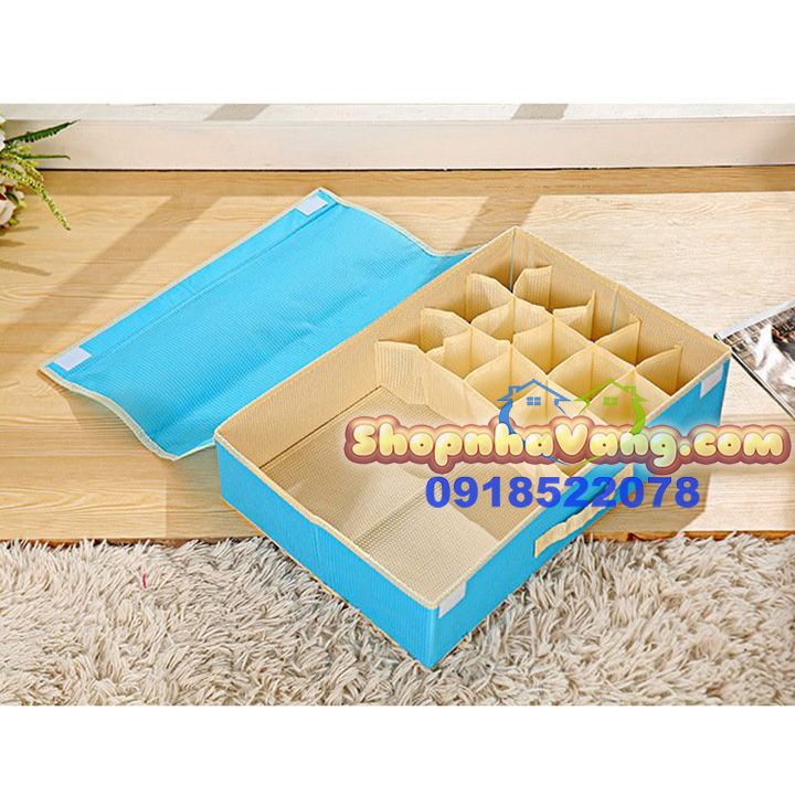 Hộp vải đựng đồ lót 16 ngăn có nắp đậy NV17