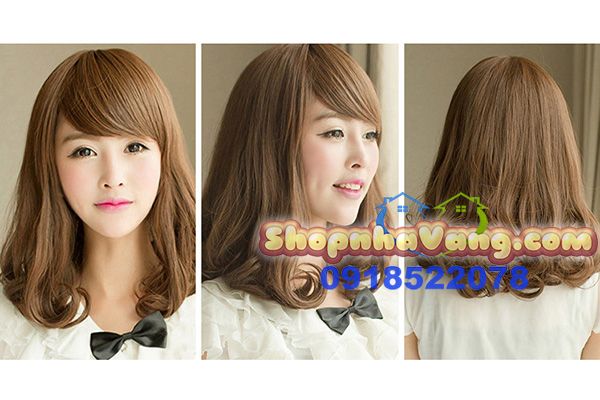 Bộ Tóc Giả Uốn Ngang Vai Mái Xéo NV31