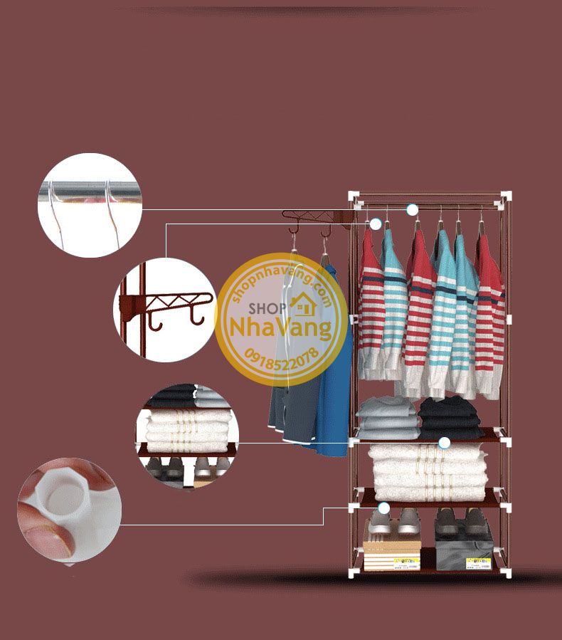 Kệ Quần Áo 3 Tầng 4 Ngăn NV388