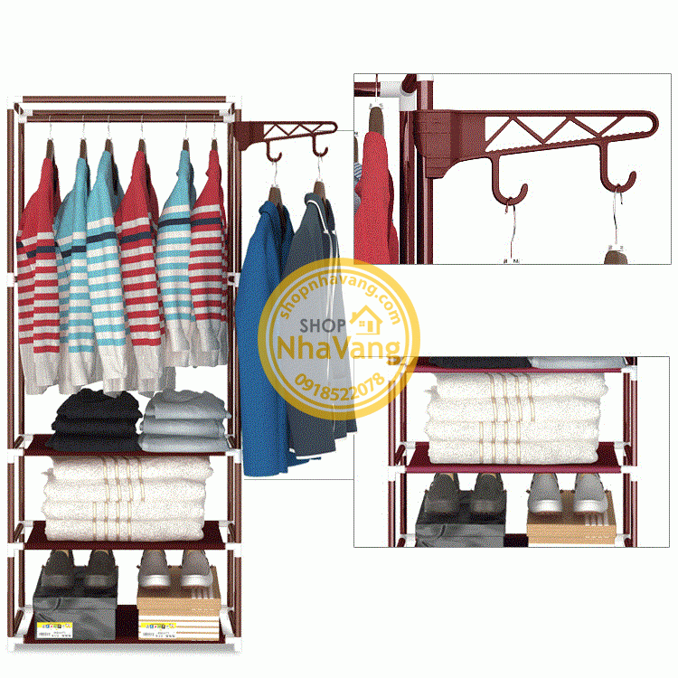Kệ Quần Áo 3 Tầng 4 Ngăn NV388