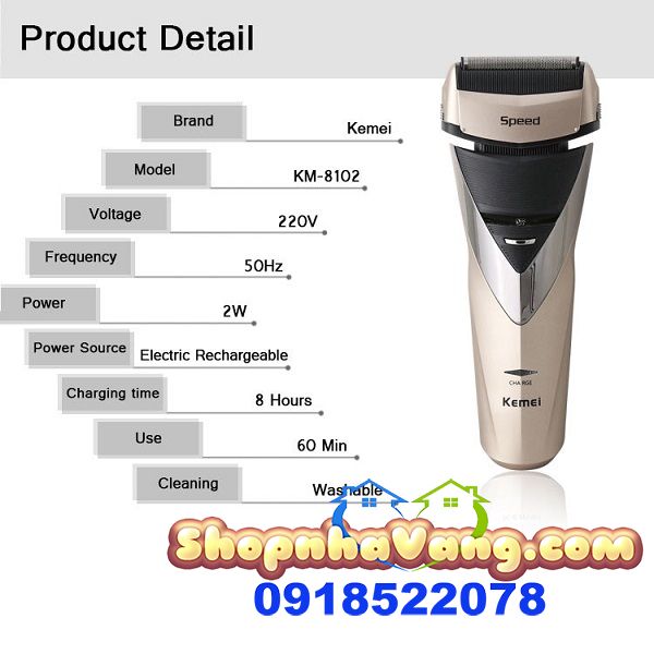Máy Cạo Râu Tiện Lợi Kemei NV168