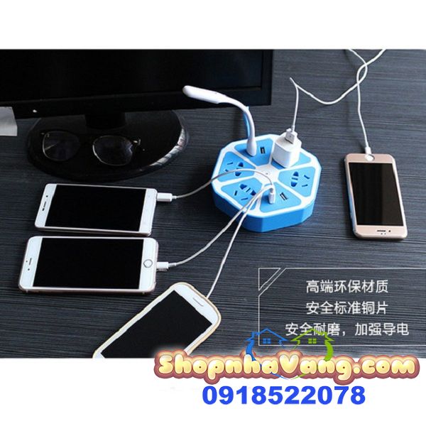 Ổ cắm điện hình lục giác 4 cổng USB NV238