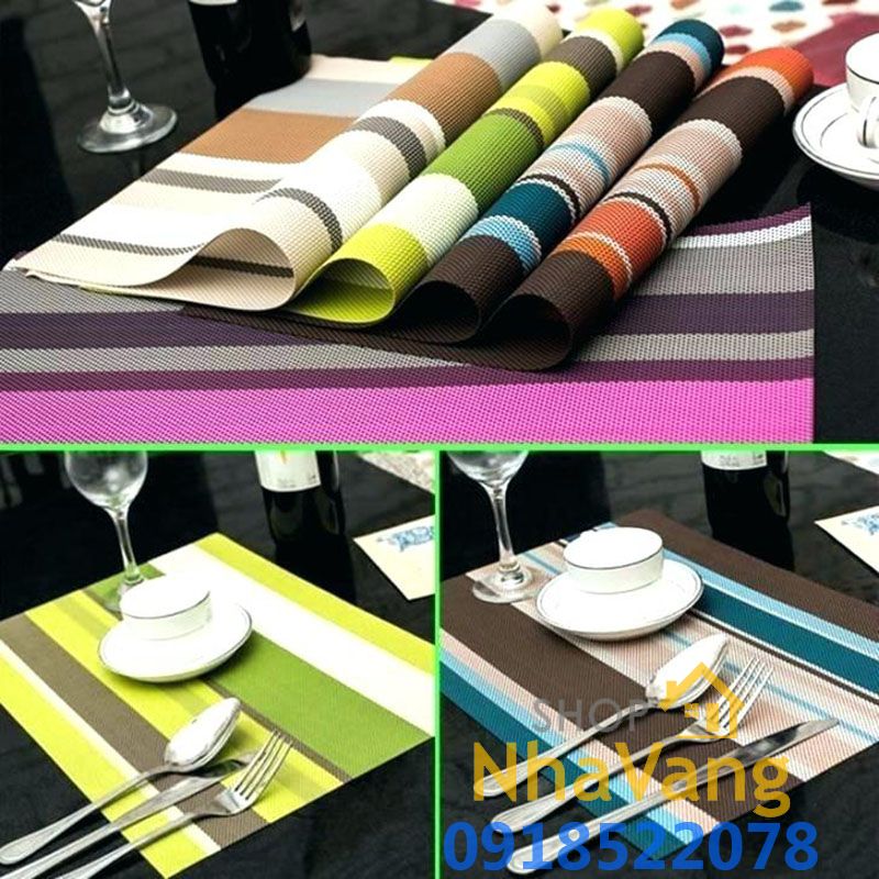 Tấm Lót Bàn Ăn Cà Phê Nhà Bếp Kiểu Sọc Ngang Placemats NV476