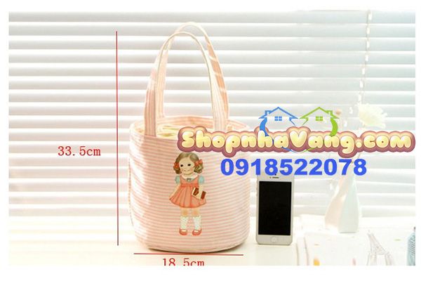 Túi giữ nhiệt dây rút hình cô gái NV11