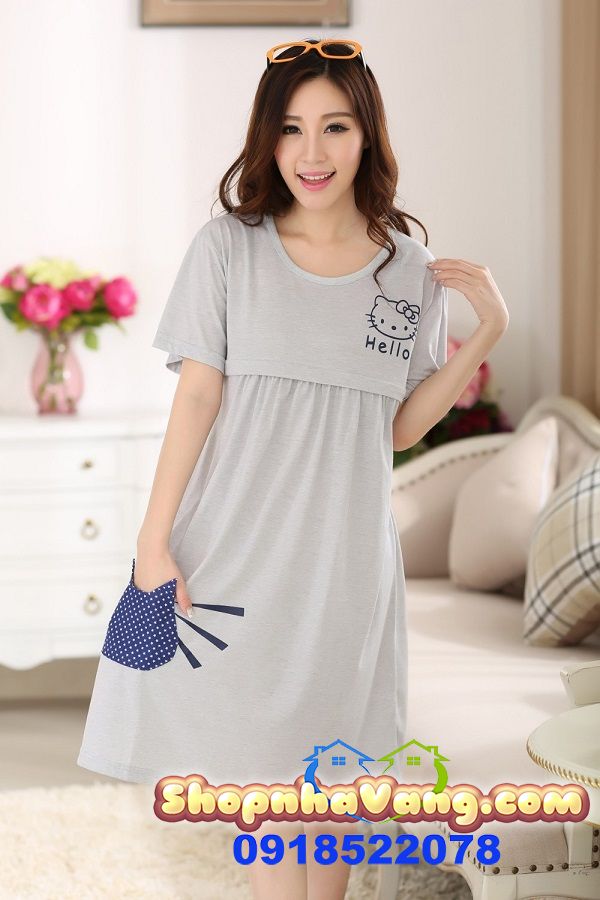 Váy Bầu Cho Con Bú Sau Sinh NV196