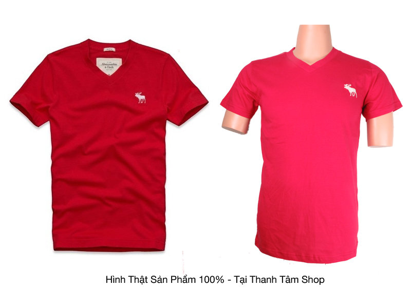áo thun cổ tim nam đỏ A&F