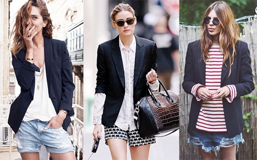 Cách phối quần Jean ngắn với áo Blazer đẹp