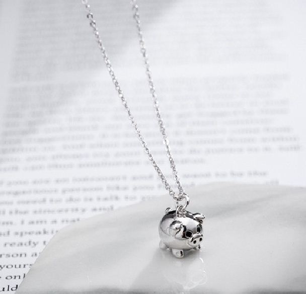 Dây chuyền nữ hình chú heo hợp kim - Bạc