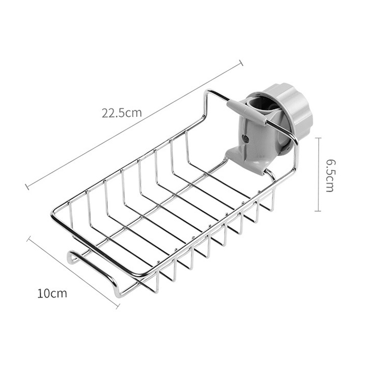 Giá inox đựng lưới rửa bát,cọ xoong,xà bông treo vòi nước bồn rửa bát