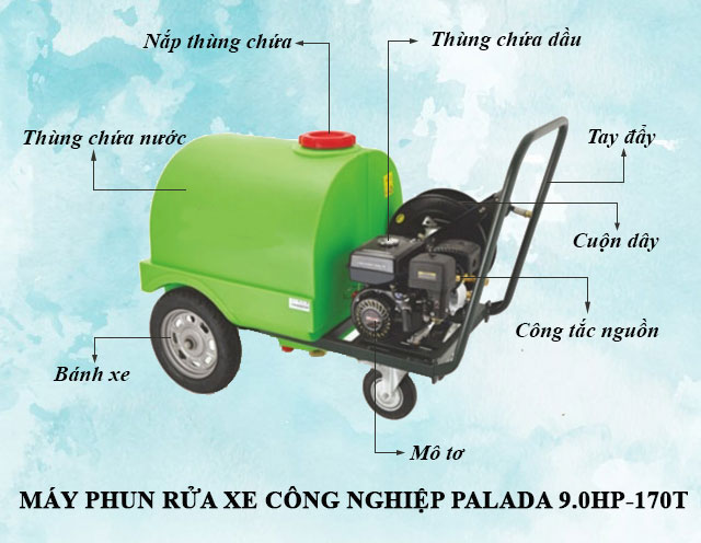 Máy phun rửa xe ô tô công nghiệp Palada 9.0HP-170T