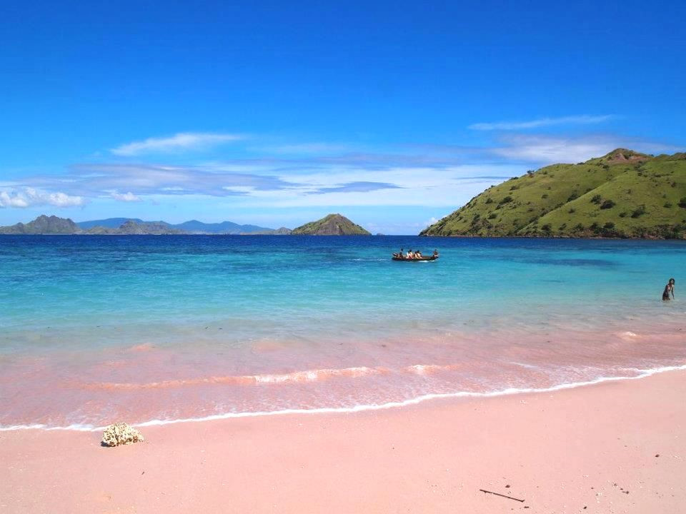 Khám phá bãi biển hồng đẹp như cổ tích tại Indonesia