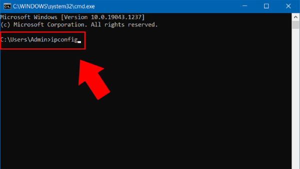 Nhập ipconfig rồi chọn Enter