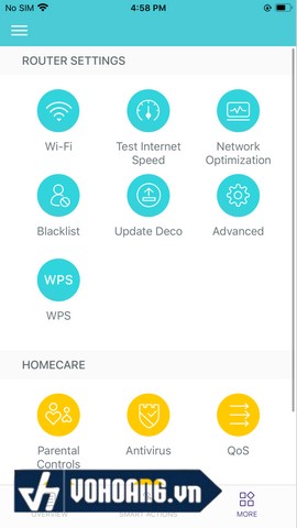 Chọn 'More' > 'WiFi Settings'.