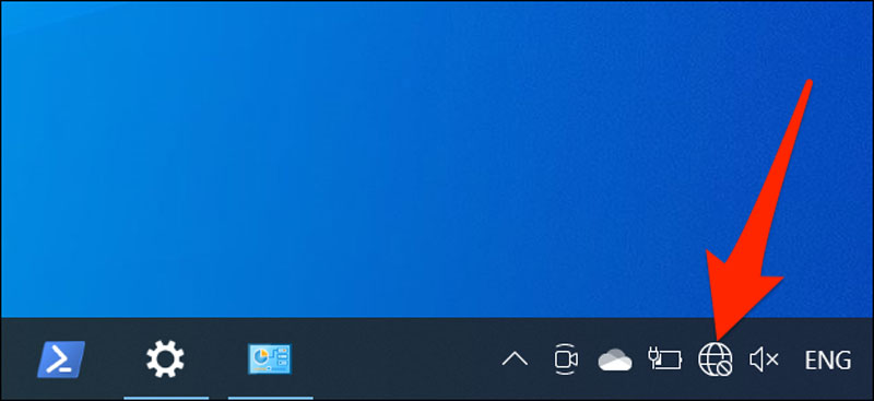 Mở menu kết nối mạng