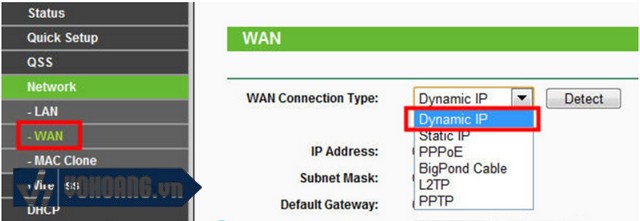 Hành động 9: Cài đặt WAN ở chế độ Dynamic