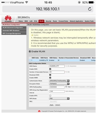 Mở port cổng LAN trên modem Huawei HG8045A