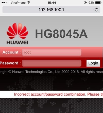 Kết nối nhanh chóng với modem Huawei HG8045A