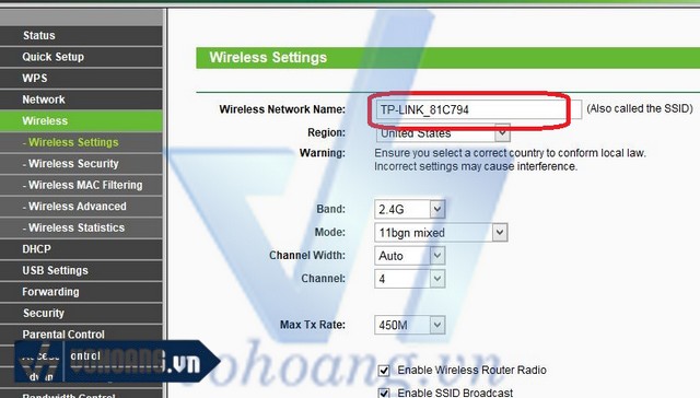 Cài đặt SSID trên router