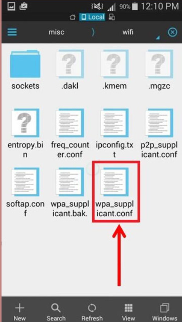 Mở tệp wpa_supplicant.conf