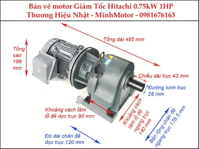 Motor giảm tốc Hitachi 