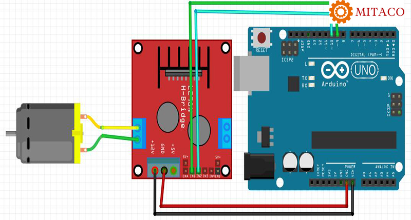 Sơ Đồ Điều khiển xe Arduino bằng bộ điều khiển L298N