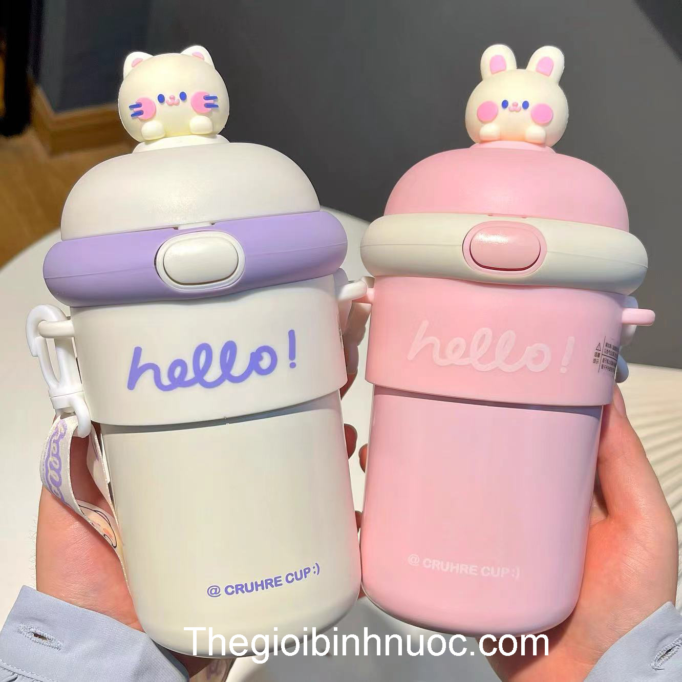 Bình Giữ Nhiệt Thỏ Hồng Cute 510ML