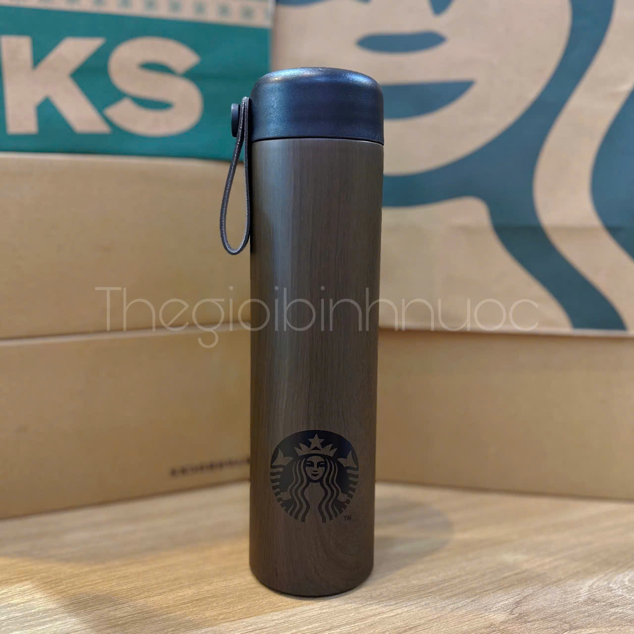 Bình Giữ Nhiệt Starbucks Kiểu Gỗ 473ML