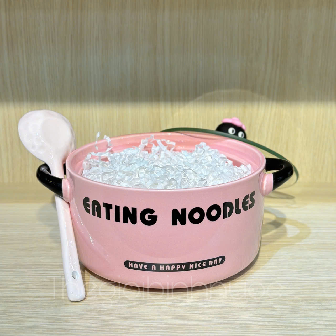 Tô Sứ Ăn Mì Kèm Muỗng Dễ Thương 800ML