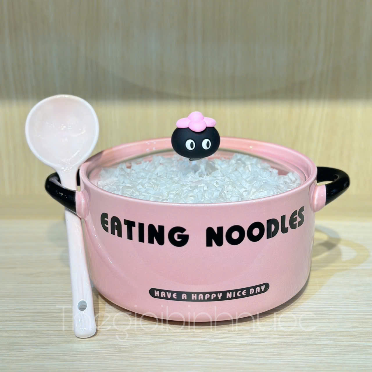 Tô Sứ Ăn Mì Kèm Muỗng Dễ Thương 800ML